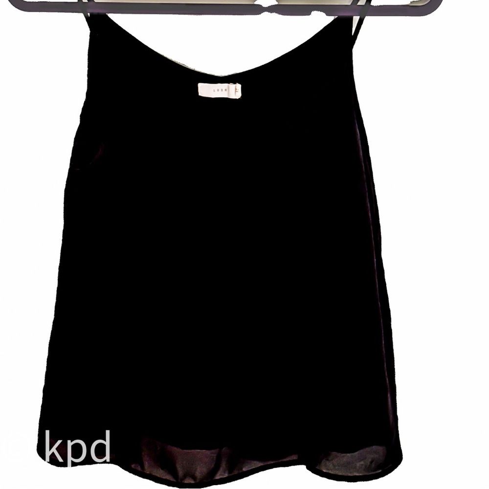 LUSH Black Layered Camisole Top – Size Small – Flowy Double-Layer V-Neck Tank